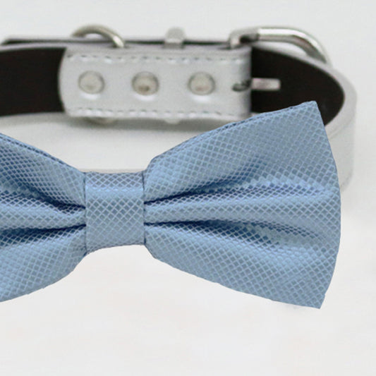 Dusty blue bow tie collar XS to XXL collar and bow tie, adjustable, Puppy bow tie, handmade, Dog ring bearer ring bearer , Wedding dog collar