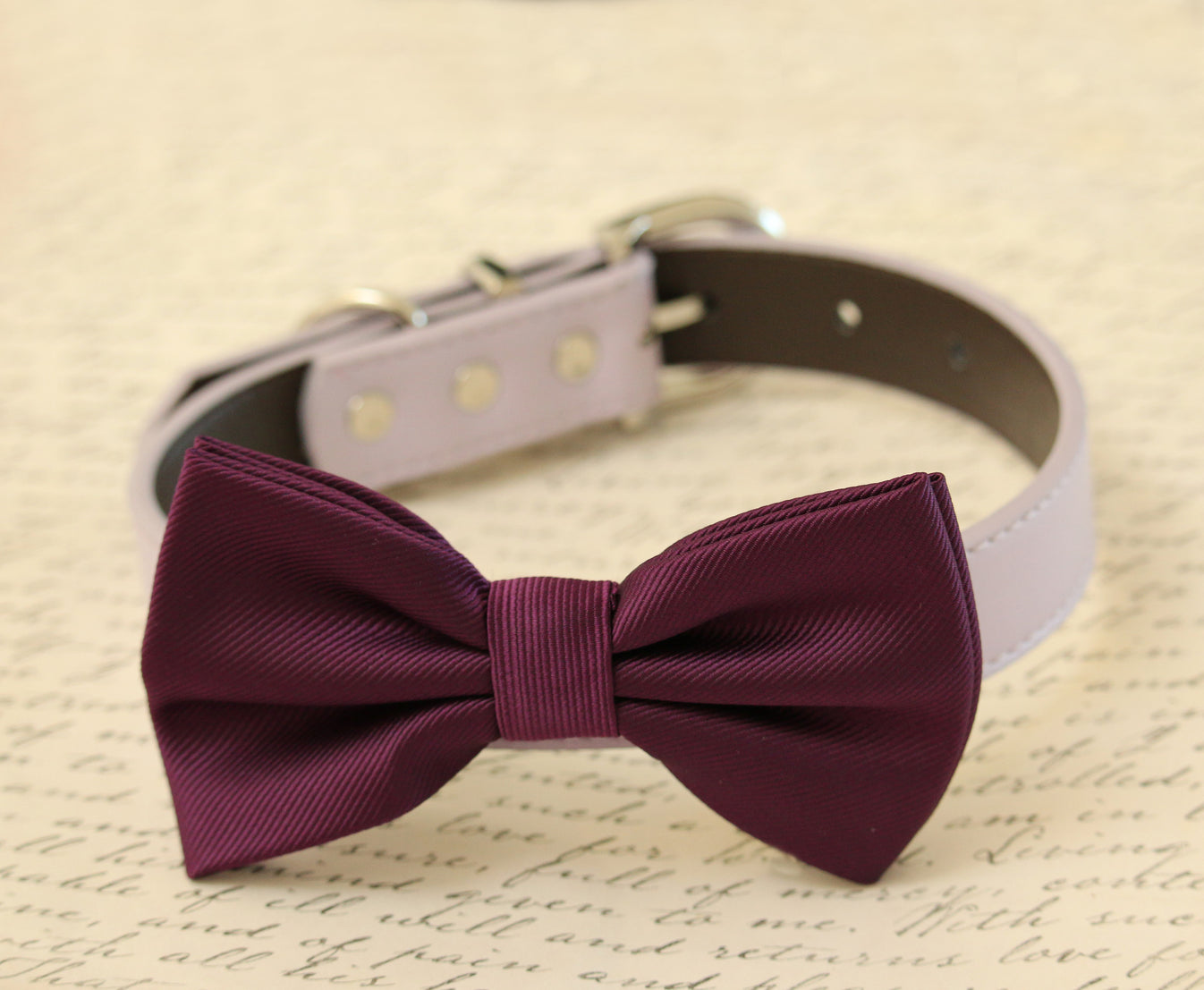 Eggplant dog bow tie collar - Dog collar , Wedding dog collar – LA Dog ...