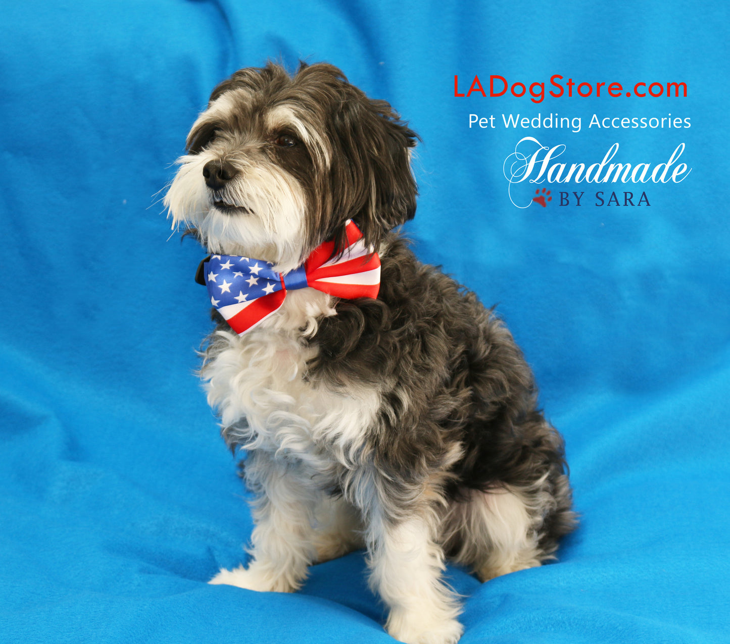 4th of July Dog bow tie attached to collar, 4th july wedding pet accessory. USA Flag , Wedding dog collar