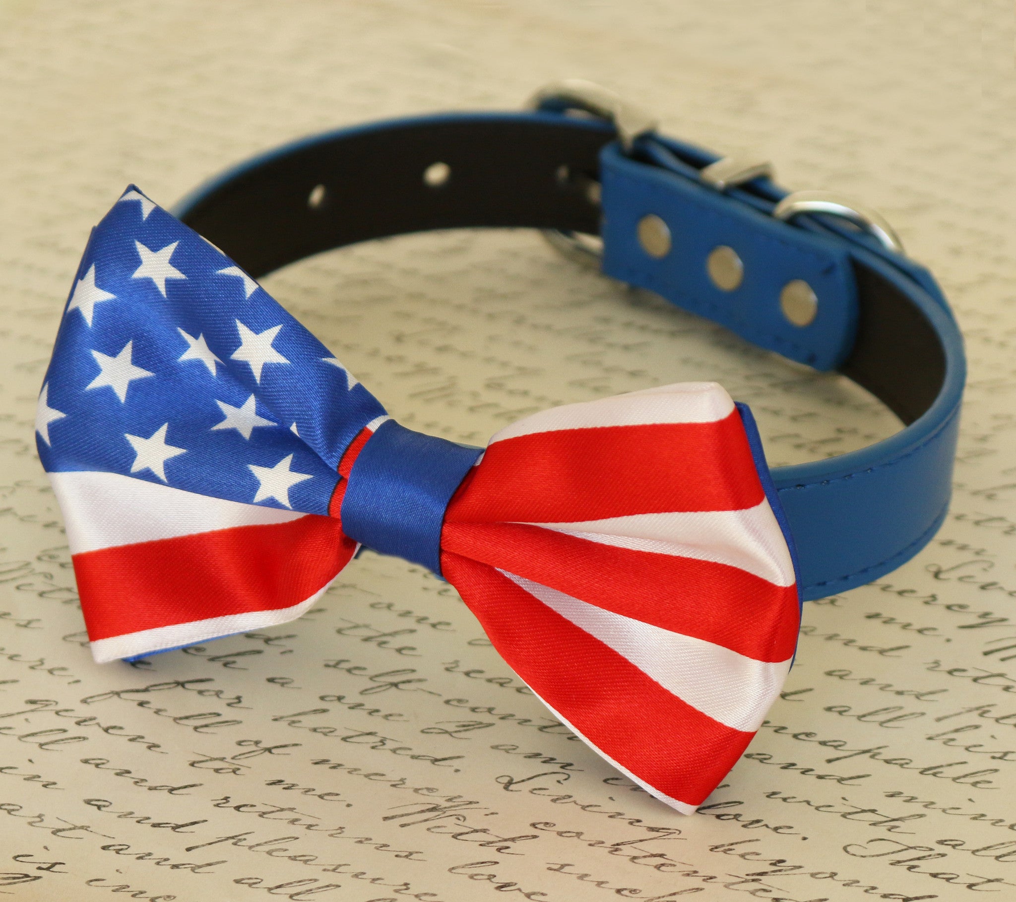 Red white and blue deals bow tie dog collar