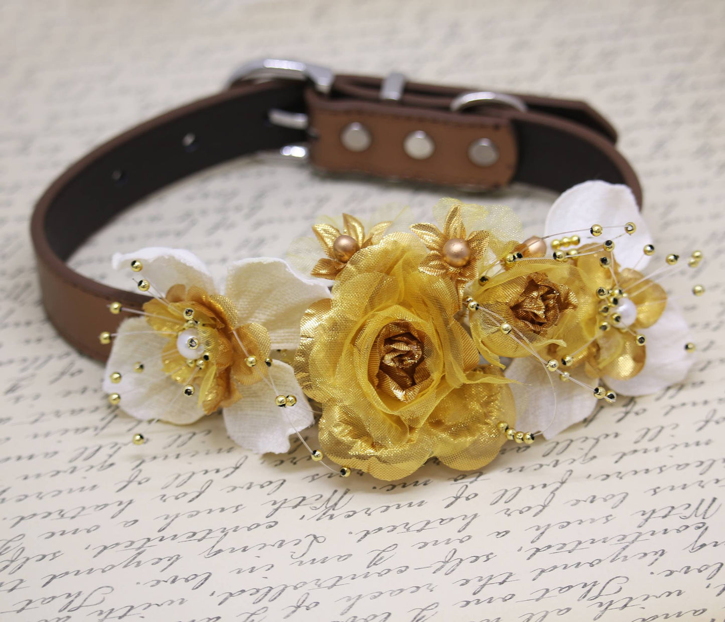 Gold Burlap Wedding Dog Collar, Gold Ivory wedding, Burlap Wedding Ideas , Wedding dog collar