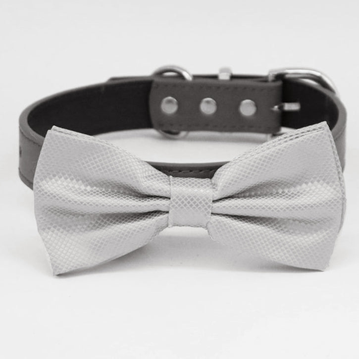 Gray bow tie collar XS to XXL collar and bow tie, adjustable, Puppy bow tie, handmade, Dog ring bearer ring bearer , Wedding dog collar