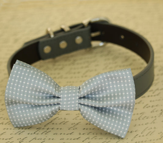 Gray Dog bow tie attached to collar, dog birthday, pet wedding , Wedding dog collar