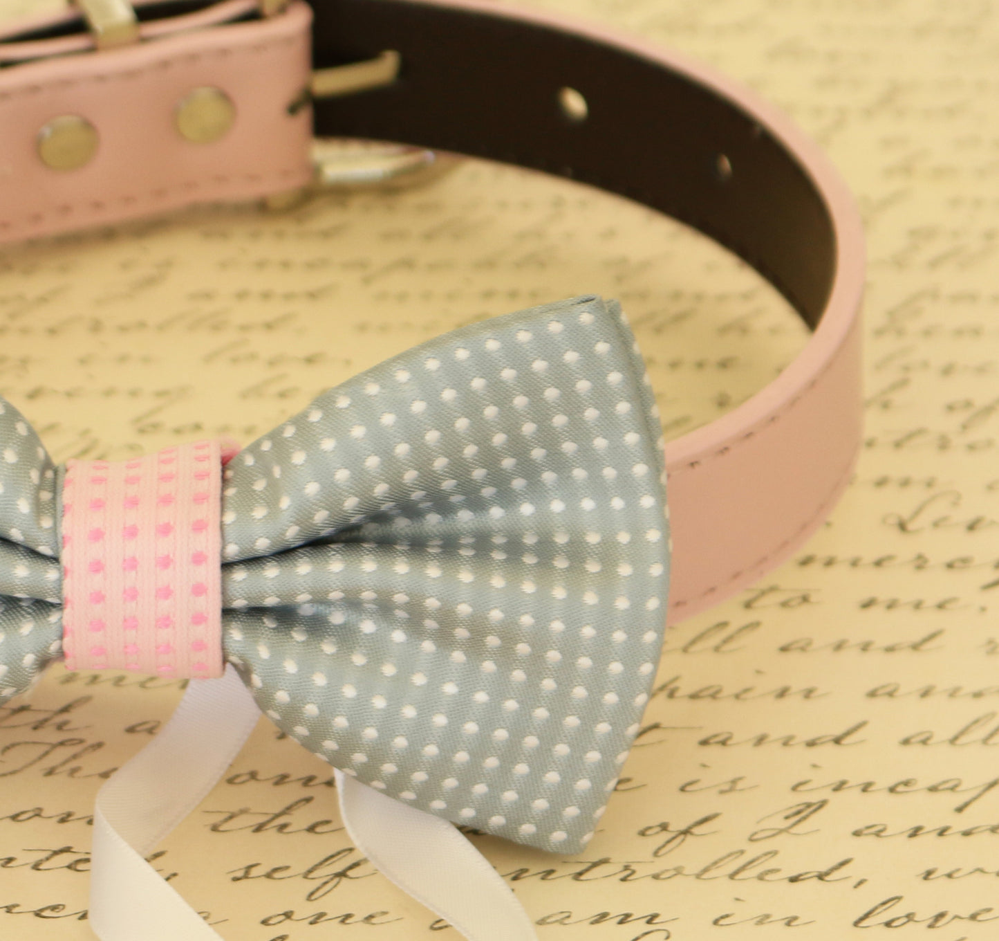 Gray and Pink Dog Bow Tie ring bearer, Pet Wedding, Gray wedding, Pink lovers , Wedding dog collar