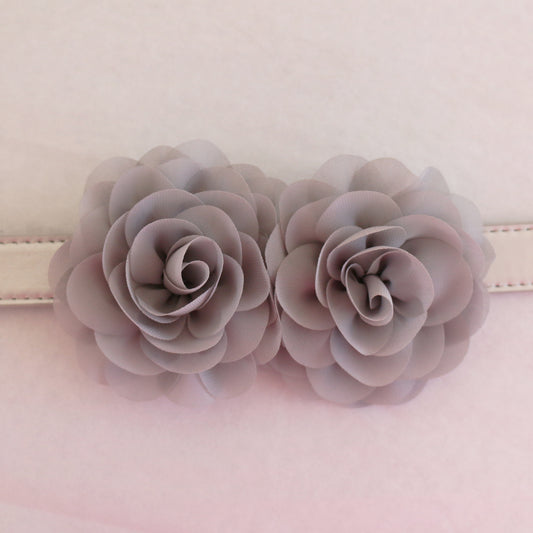 Gray Flower dog collar, Handmade beaded feather flower leather collar, Dog ring bearer proposal or every day use, S to XXL collar , Wedding dog collar