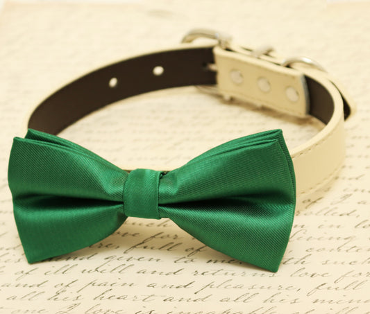 Green Dog Bow Tie attached to collar, Green wedding, dog birthday , Wedding dog collar