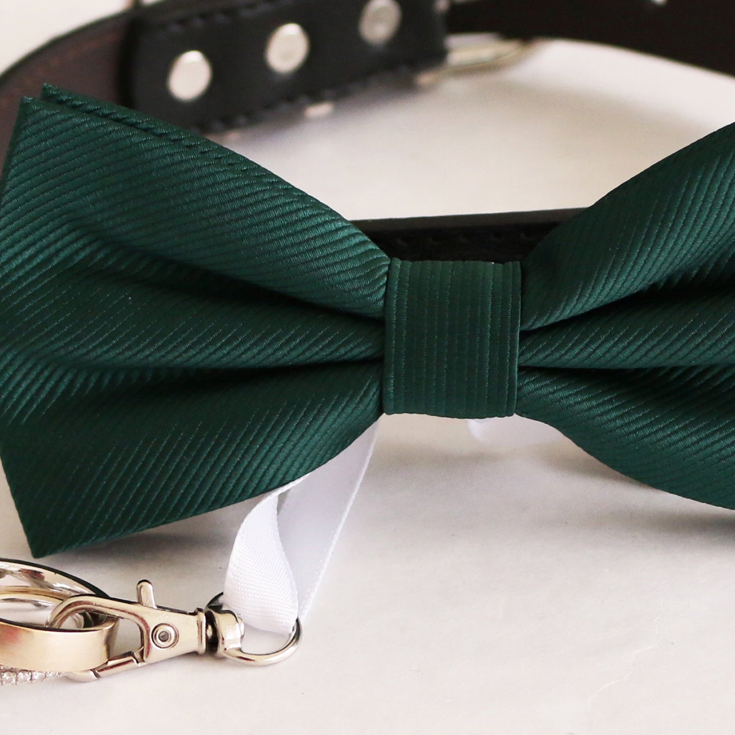 Emerald Green  bow tie collar Leather collar Dog ring bearer ring bearer adjustable handmade XS to XXL collar bow, Puppy, Proposal , Wedding dog collar