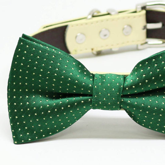 Dark Green Bow Tie Dog Collar, Pet Wedding, birthday gift, Occasions, Holiday , Wedding dog collar