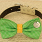 Green Dog Bow Tie attached to collar, dog birthday, Green and Yellow wedding , Wedding dog collar