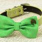Green dog bow tie - Greenery wedding Dog collar- Good Luck charm , Wedding dog collar