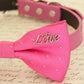 Pink Dog Bow Tie attached to collar with charm, Love, Pink Lovers , Wedding dog collar