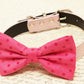 Hot pink dog Bow tie attached to collar, Pet wedding Polka dots bow tie , Wedding dog collar