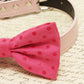 Hot pink dog Bow tie attached to collar, Pet wedding Polka dots bow tie , Wedding dog collar