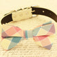Plaid Pink Dog Bow tie attached to collar, Dog birthday gift, wedding accessory , Wedding dog collar