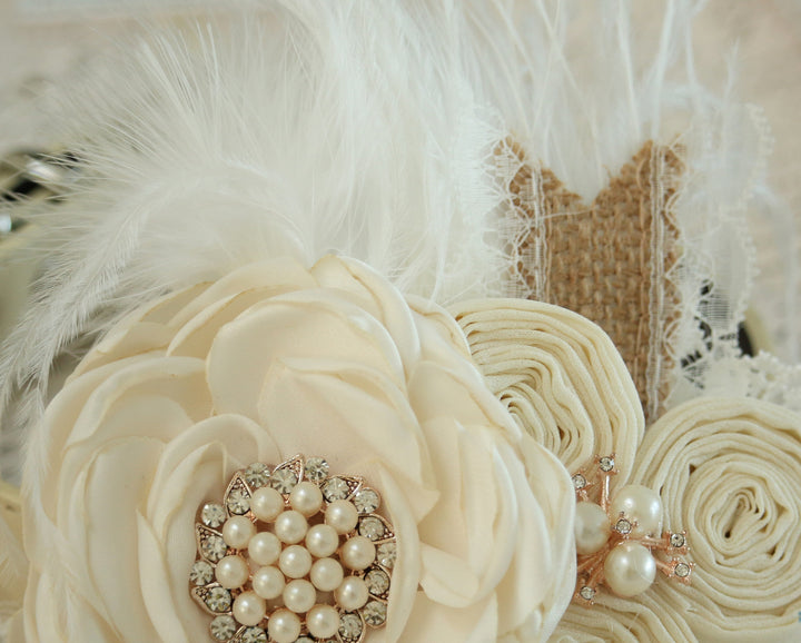 Ivory and white Flower dog Ring Bearer collar wedding, Burlap, Feather, Lace , Wedding dog collar
