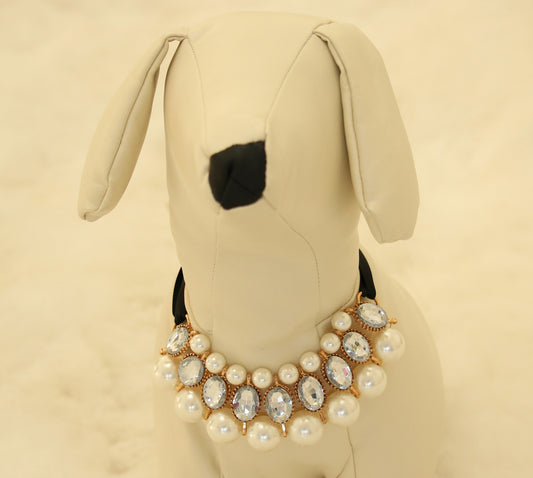 Pearl and Rhinestone Dog jewelry- Pet accessories, Pearl Necklace, Dog beaded Necklace , Wedding dog collar