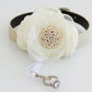 Ivory Pearl beaded Flower dog collar, Dog ring bearer ring bearer proposal XS to XXL collar, handmade High quality wedding gift, Proposal