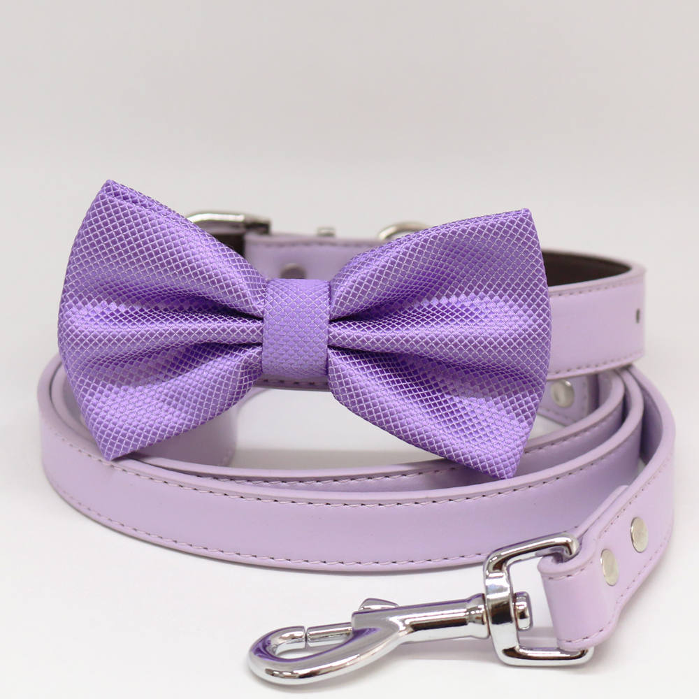 Dog collar and Leash, Lavender Bow tie, Puppy Gifts, Pet wedding, Dog ring bearer , Wedding dog collar