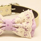 Lavender Polka Dots Dog Bow Tie Collar, Pet Wedding Accessories, birthday gift, Lace , Wedding dog collar