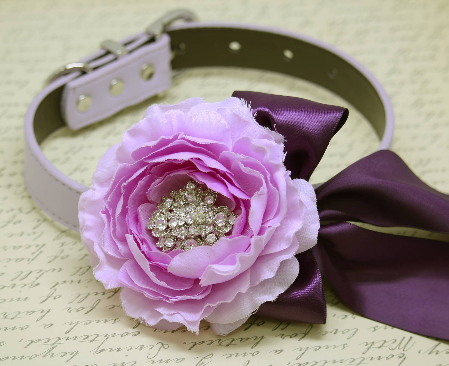 Lavender Peony Floral Dog Collar, Pet Wedding, Lavender and Purple wedding , Wedding dog collar