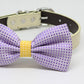 Lavender Purple and Yellow Dog Bow tie collar, birthday gift, Pet wedding accessory, Polka dots , Wedding dog collar
