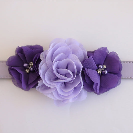 Handmade Lilac purple Flower dog collar, flower leather collar, Dog ring bearer proposal XS to XXL collar, Puppy Girl flower collar , Wedding dog collar