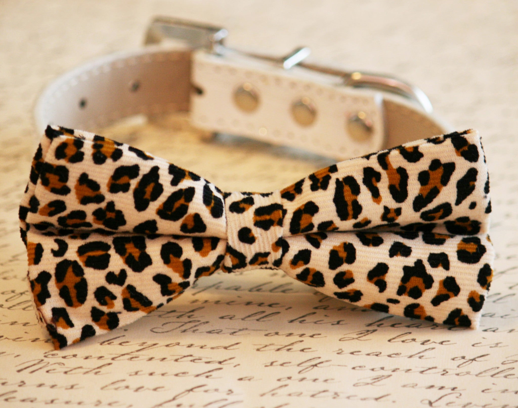 Leopard Dog Bow Tie attach to collar, Pet lovers, leopard wedding , We ...