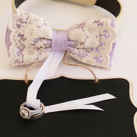 Handmade Lilac bow tie collar and Small Chalkboards Signs, Proposal, Bridal Sign, Dog Ring Bearer, Marry me, M to XXL collar , Wedding dog collar