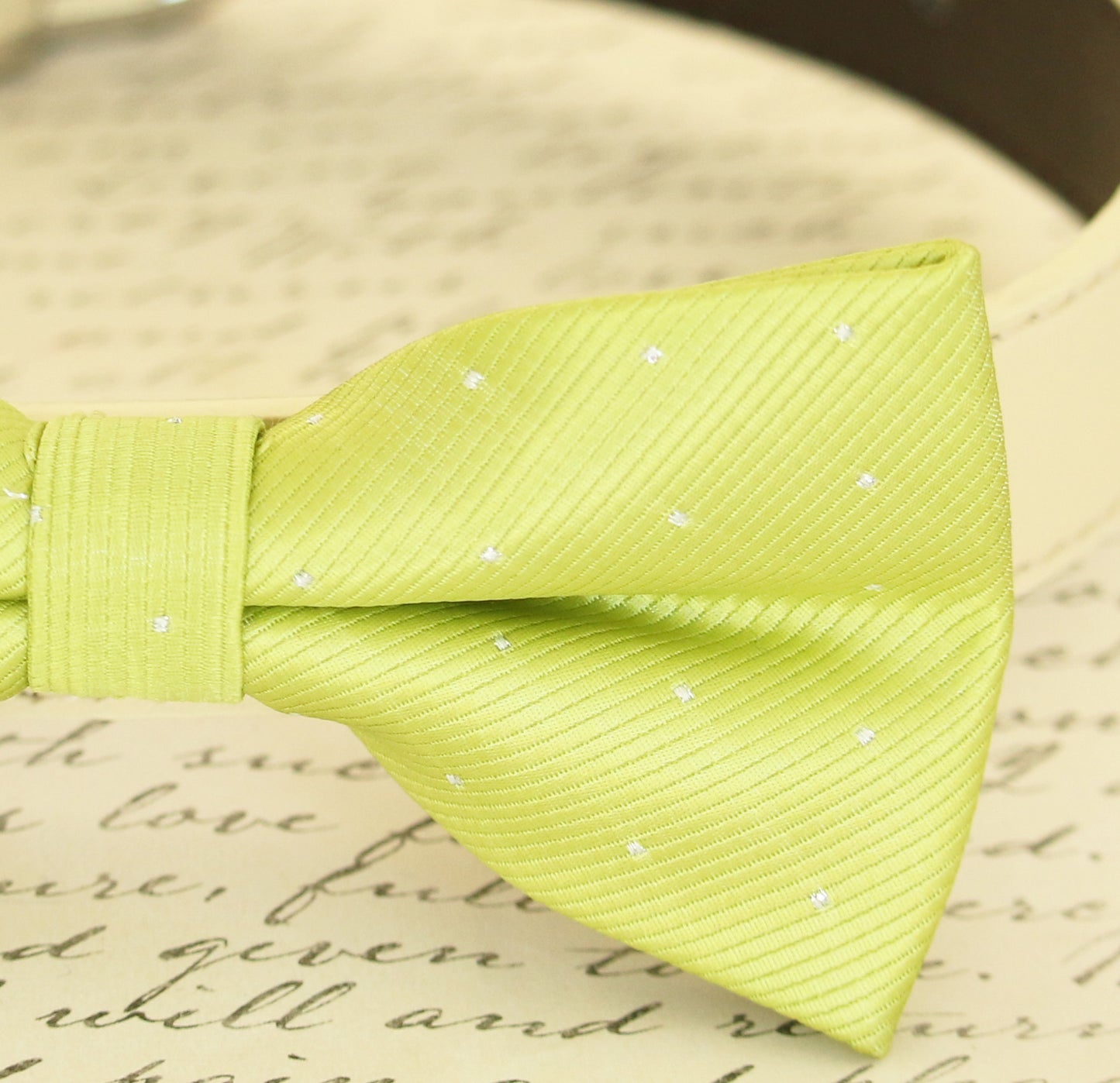 Lime Green dog bow tie attached to dog collar, Pet wedding accessory , Wedding dog collar