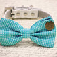 Blue Dog Bow Tie collar, Live Love Laugh charm, Polka dots wedding , Wedding dog collar