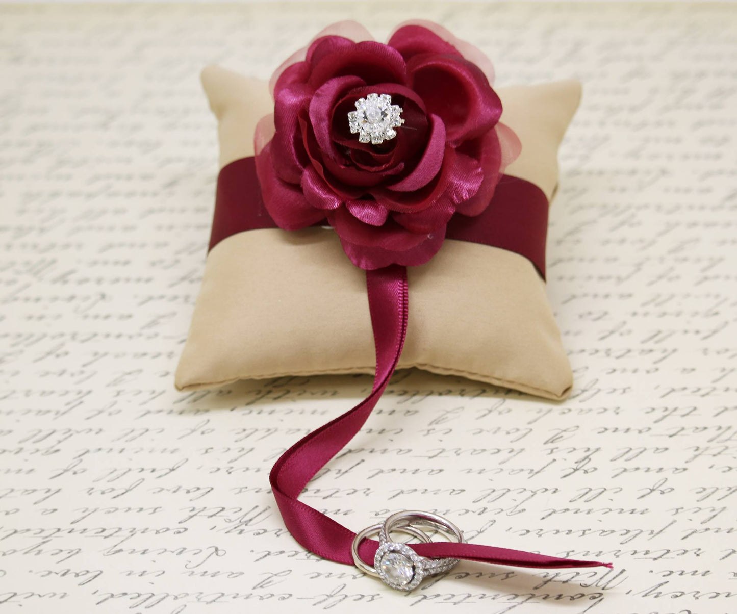 Marsala Champagne Ring Pillow for dogs attach to Collar, Wedding Dog, Proposal , Wedding dog collar