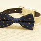 Navy dog Bow tie attached to collar, Pet wedding accessory, dog birthday , Wedding dog collar