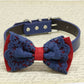 Red and Navy Lace dog bow tie collar, Pet wedding accessory, Puppy Love, Birthday Gifts , Wedding dog collar