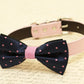 Navy and Lavender dog bow tie, Bow tie attached to dog collar, Navy Wedding , Wedding dog collar