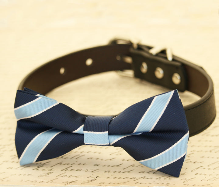 Navy dog bow tie dog collar, Something blue, Pet wedding accessory , Wedding dog collar