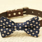 Navy dog bow tie collar- Pet Navy wedding, Floral bow tie , Wedding dog collar