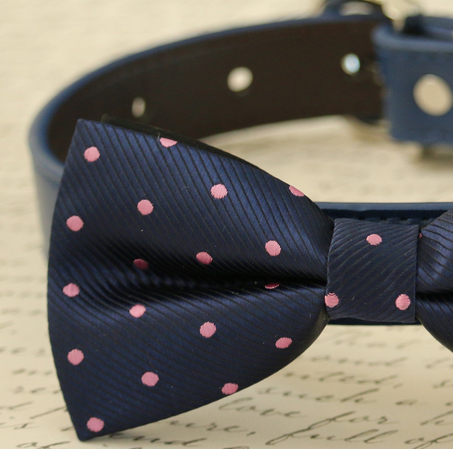 Navy Dog Bow Tie collar, Pet Wedding, Navy and Lavender wedding ideas , Wedding dog collar