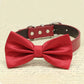 Red Dog Bow Tie with high quality Red leather collar , Wedding dog collar