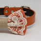 Orange Dog Bow Tie collar, Lace and Burlap, Handmade dog collar, Orange Lace bow tie , Wedding dog collar