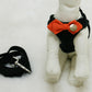 Black Dog Harness with orange bow and a black leash , Wedding dog collar