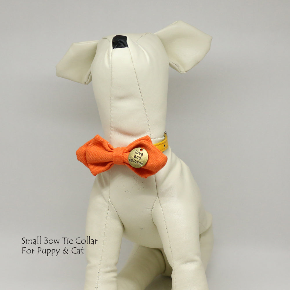 Copy of Carrot bow, love and beloved, Small bow tie collar, Puppy Collar, Cat collar, Cat bow tie collar , Wedding dog collar
