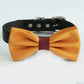 Burnt orange burgundy bow tie collar, handmade Puppy bow tie, XS to XXL collar and bow adjustable Dog ring bearer ring bearer, orange burgundy , Wedding dog collar