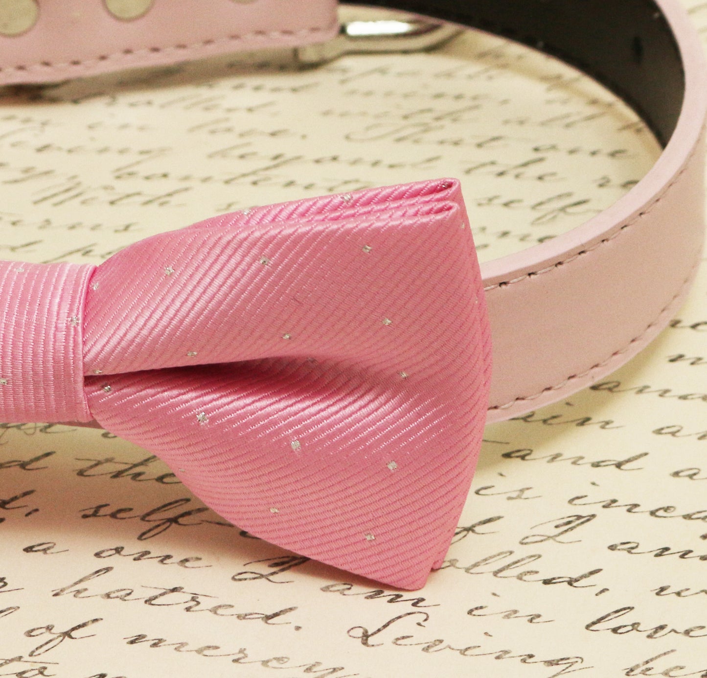 Pink Dog Bow Tie attached to collar, wedding accessory, pink wedding , Wedding dog collar
