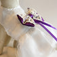 Purple Dog dress, ring bearer, pet Wedding accessory, White with Purple Bow, Clothing , Wedding dog collar