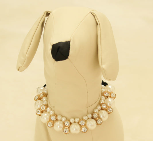 Dog jewelry, Pet Wedding accessories, Rhinestone and pearls, birthday, beaded Necklace , Wedding dog collar