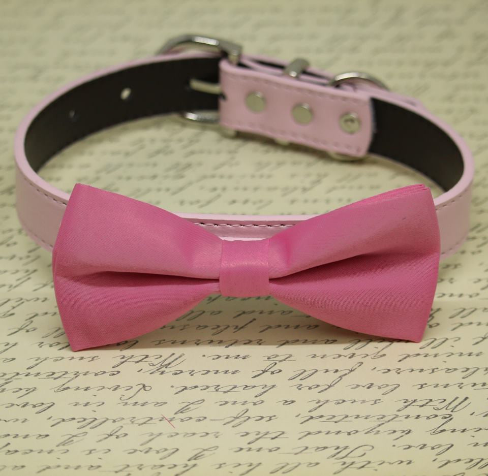 Pink Dog Bow Tie collar, Pet wedding Accessory, Dog Birthday Gift, Love Pink , Wedding dog collar