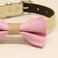 Plaid Pink Burlap dog Bow tie collar, high quality, Wedding Pet Accessory, birthday, gift , Wedding dog collar