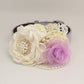 Patience Ivory Lavender Flower dog collar, Pet wedding accessory, Pearls Rhinestone , Wedding dog collar