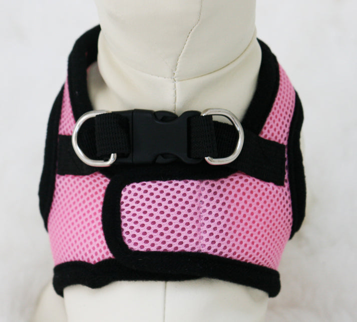 Pink Dog Harness with colorful bow and a black leash LA Dog Store