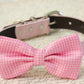 Soft Pink Dog Bow Tie Collar - Dog accessory- Leather dog collar , Wedding dog collar